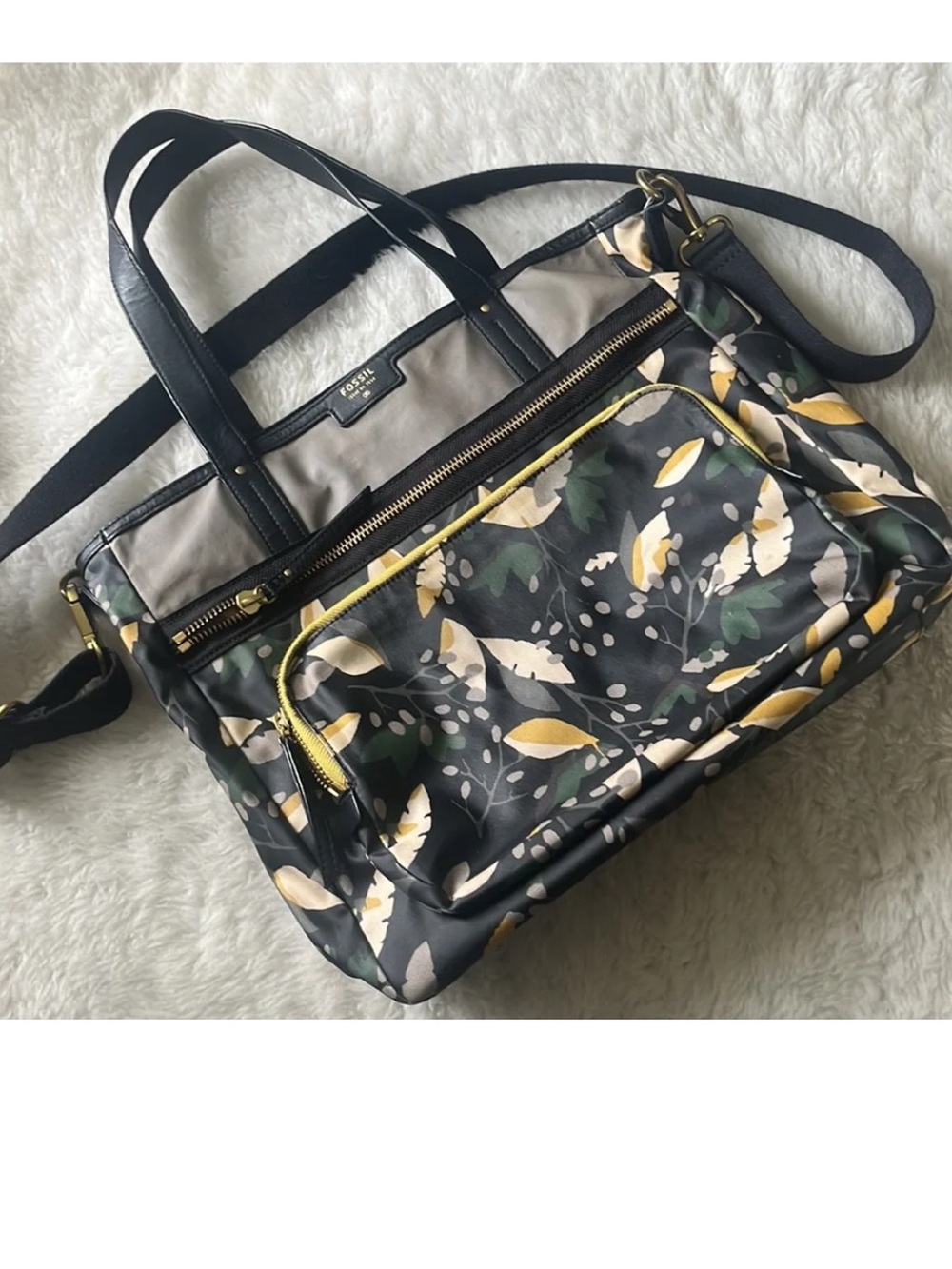 Fossil Reissue Large Floral Coated Canvas Tote Crossbody Messenger Bag
